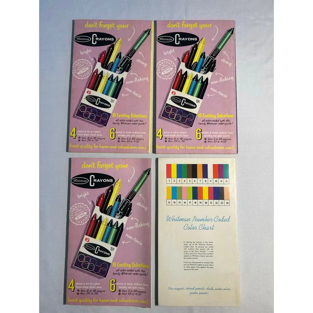 Lot of 4 Vintage Whitman Unused Coloring Books ~1965 & 1966